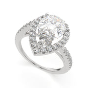 3.35 Carat VS1 D Lab Grown Diamond Halo Pave Pear Ring