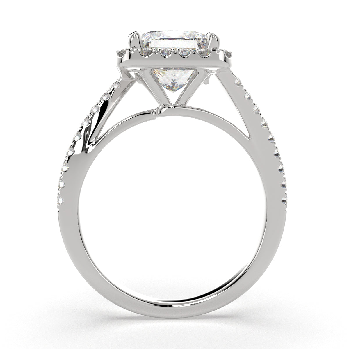 1.35 Carat VS1 D Lab Grown Diamond Halo Pave Princess Ring