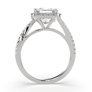 1.35 Carat VS1 D Lab Grown Diamond Halo Pave Princess Ring