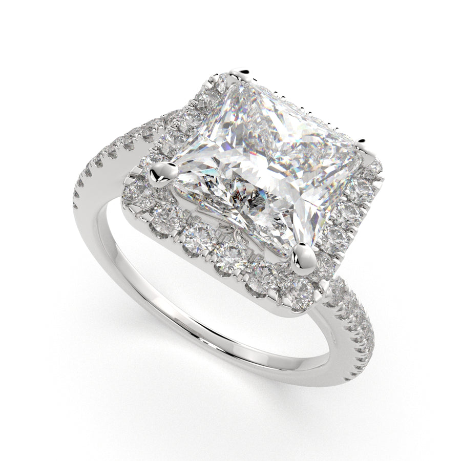 Paloma 3.35 Carat Princess Cut Pave Halo Engagement Ring