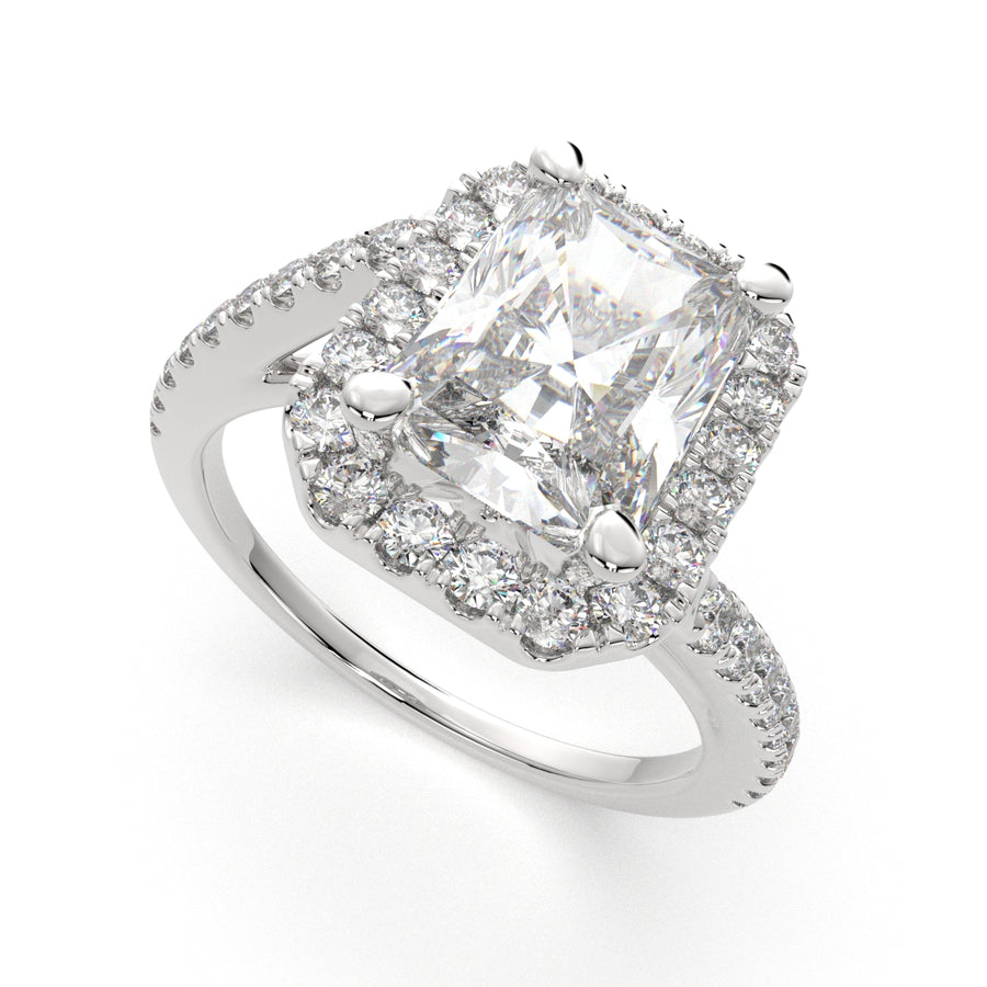 Paloma 4.35 Carat Radiant Cut Pave Halo Engagement Ring