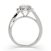 3.35 Carat VS1 D Lab Grown Diamond Halo Pave Round Ring