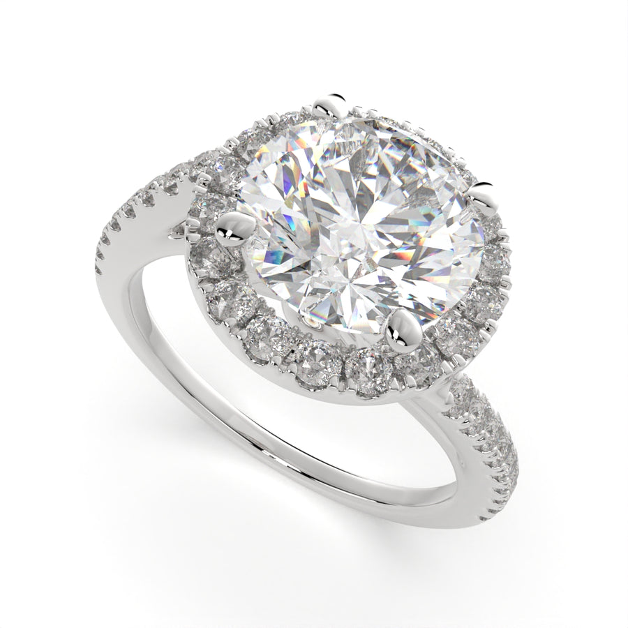 Paloma 3.35 Carat Round Cut Pave Halo Engagement Ring