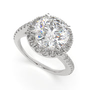 3.35 Carat VS1 D Lab Grown Diamond Halo Pave Round Ring