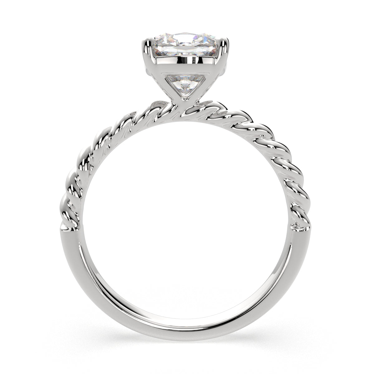 1 Carat VS1 D Lab Grown Diamond Solitaire Cushion Ring