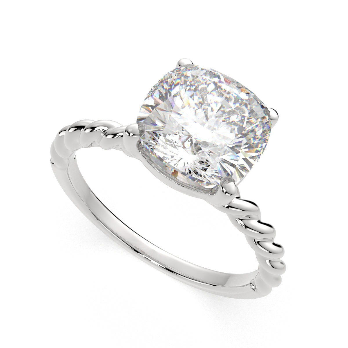 2 Carat VS1 D Lab Grown Diamond Solitaire Cushion Ring