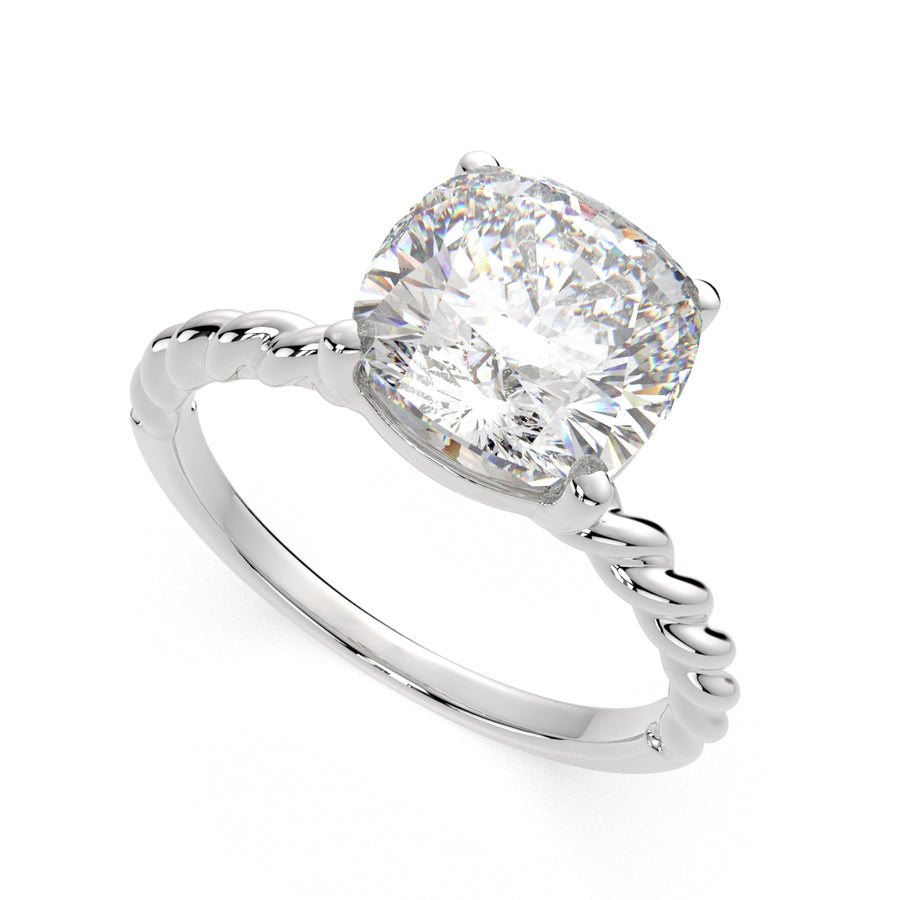 Renata 2 Carat Cushion Cut Solitaire Rope Engagement Ring