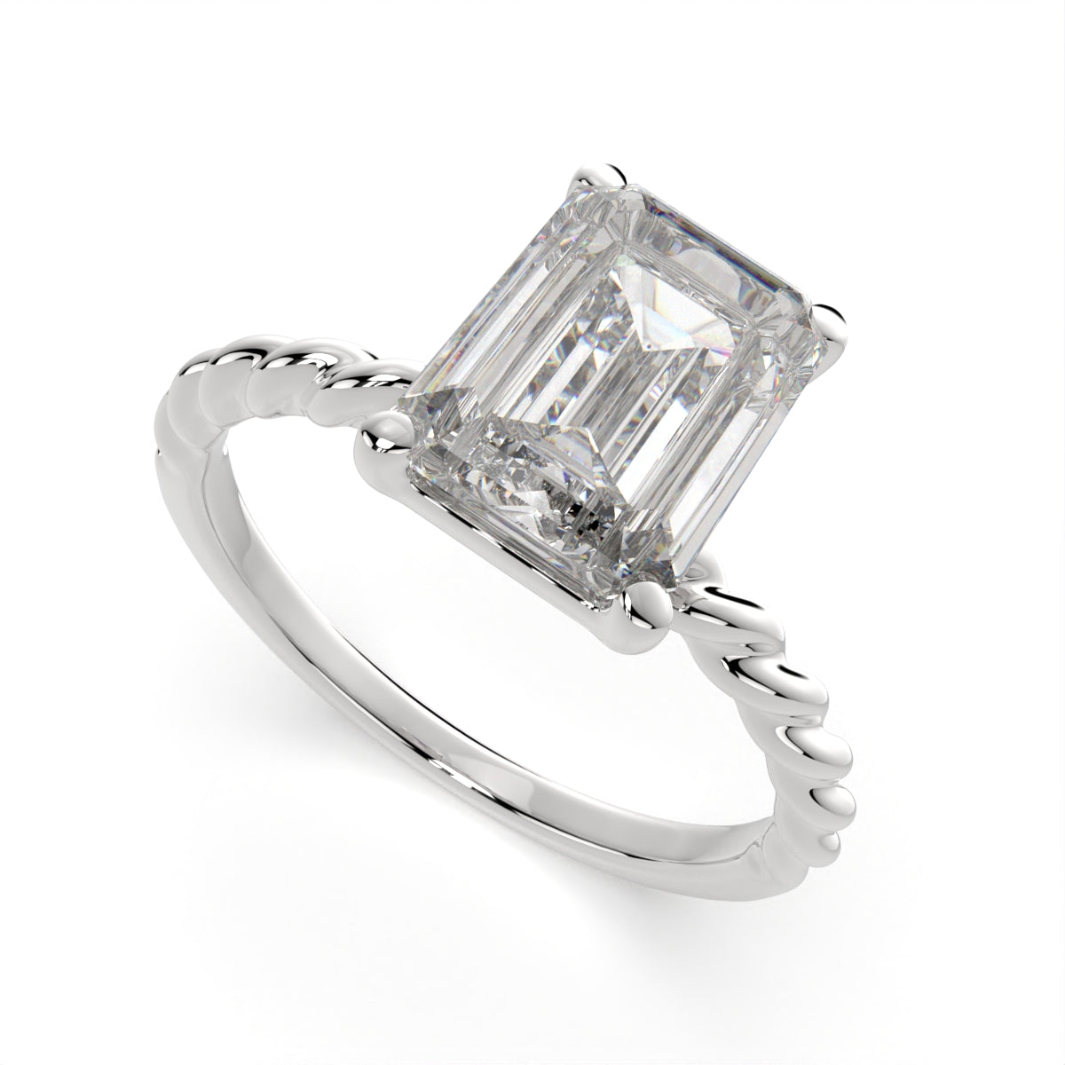 2 Carat VS1 D Lab Grown Diamond Solitaire Emerald Ring
