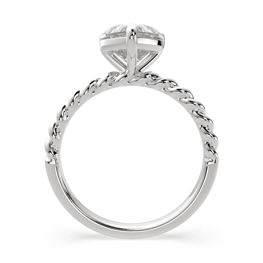 Renata 3 Carat Heart Cut Solitaire Rope Engagement Ring