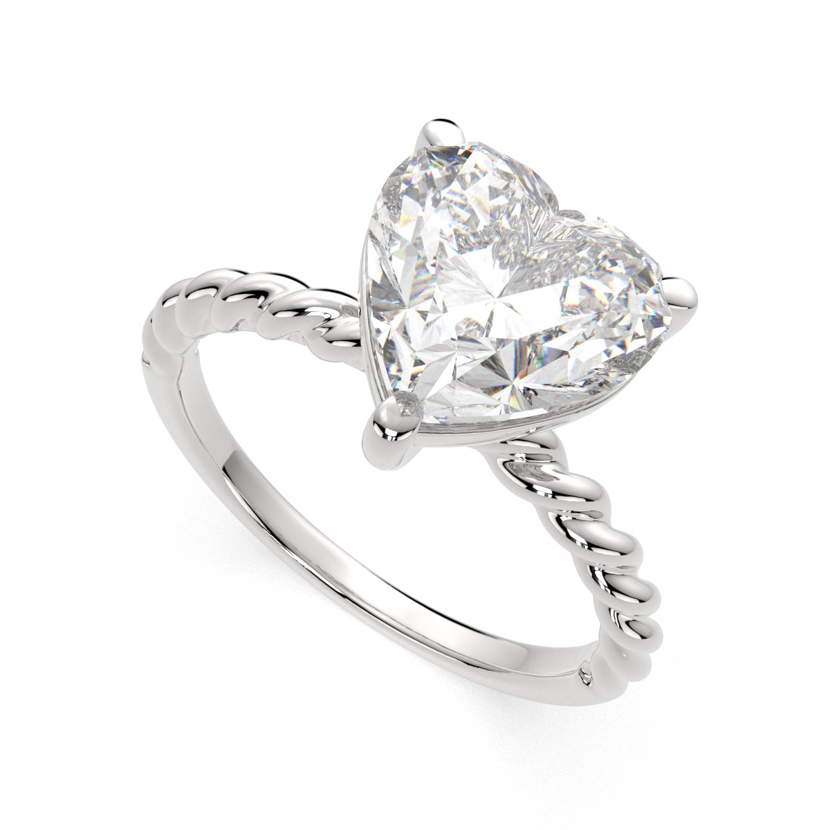 3 Carat VS1 D Lab Grown Diamond Solitaire Heart Ring