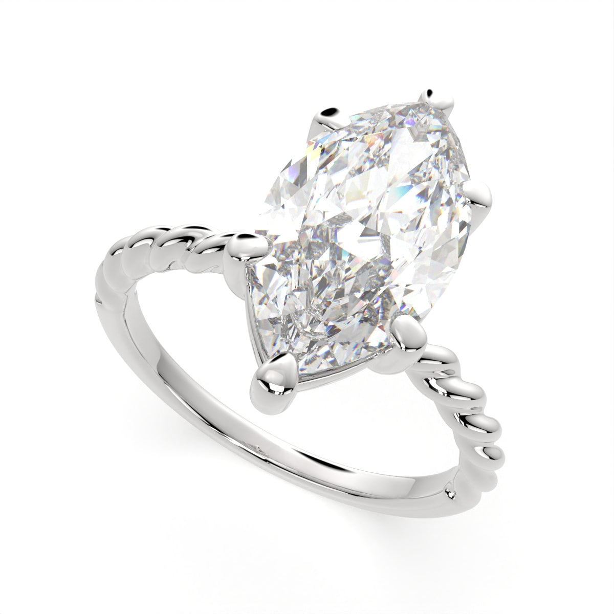 4 Carat VS1 D Lab Grown Diamond Solitaire Marquise Ring