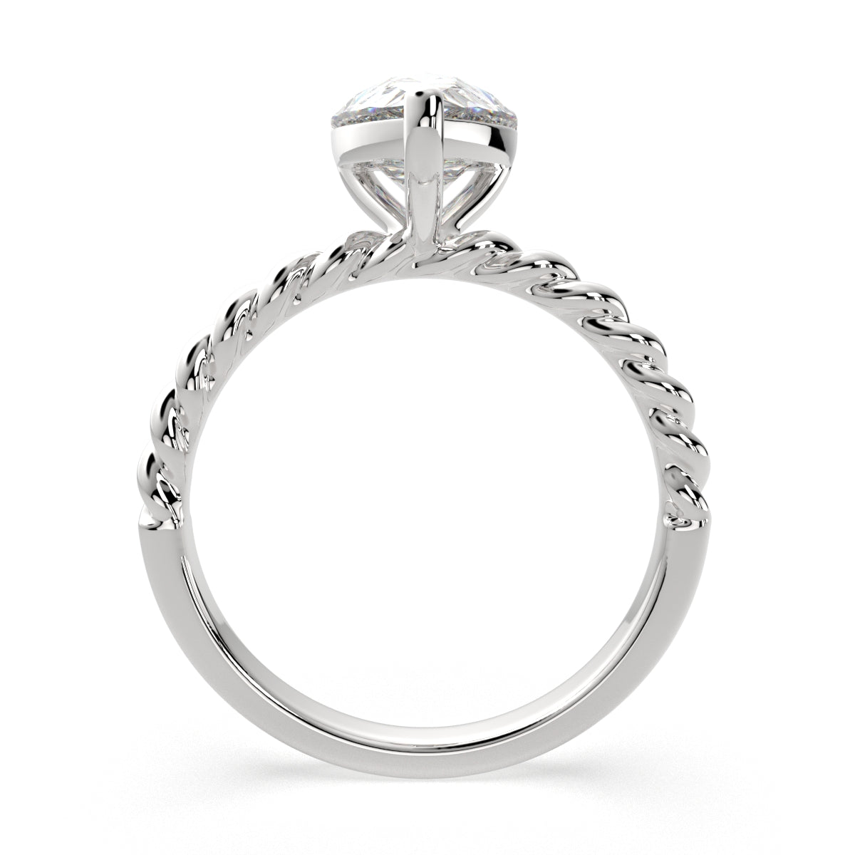 4 Carat VS1 D Lab Grown Diamond Solitaire Pear Ring