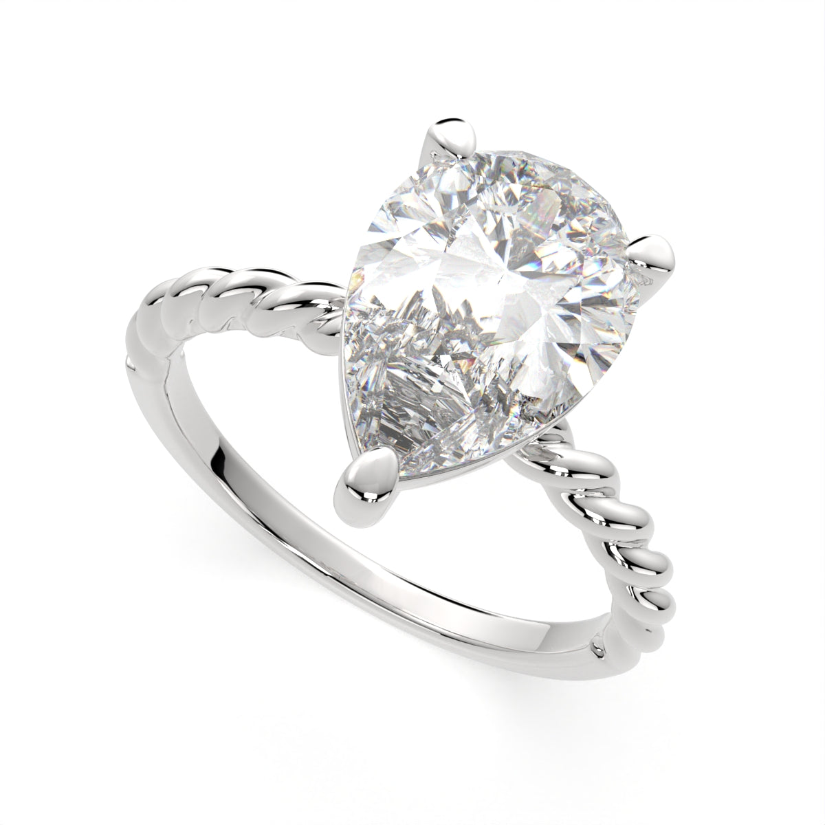 4 Carat VS1 D Lab Grown Diamond Solitaire Pear Ring