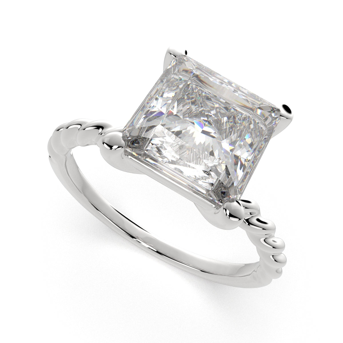 3 Carat VS1 D Lab Grown Diamond Solitaire Princess Ring