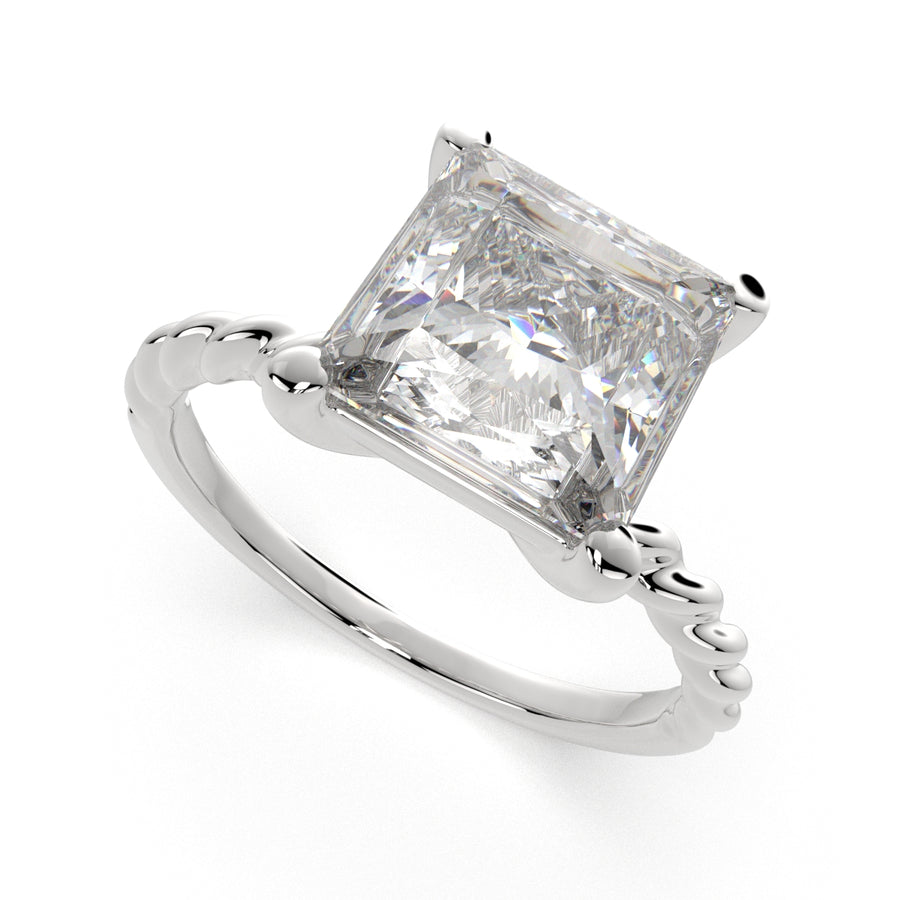 Renata 3 Carat Princess Cut Solitaire Rope Engagement Ring