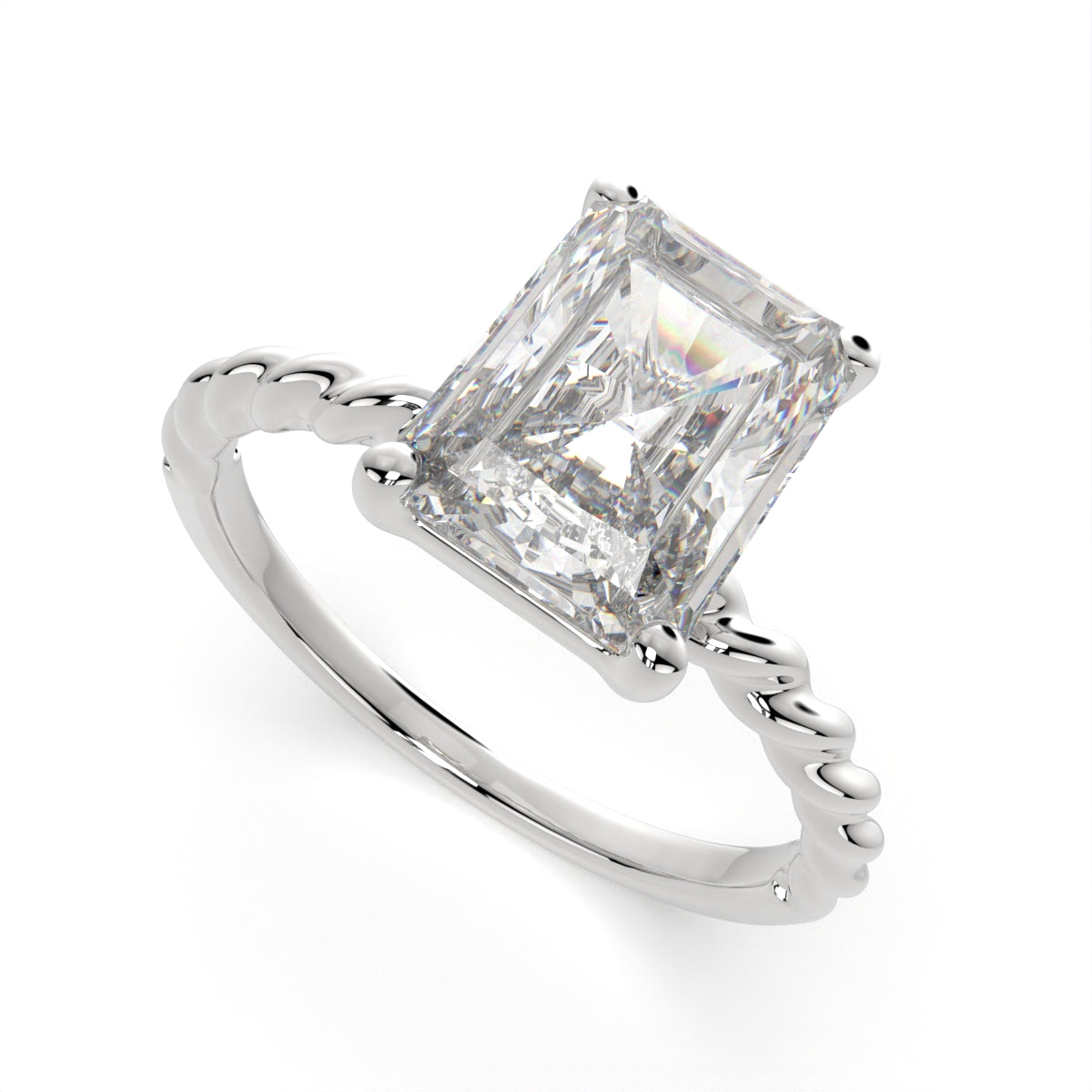 1 Carat VS1 D Lab Grown Diamond Solitaire Radiant Ring