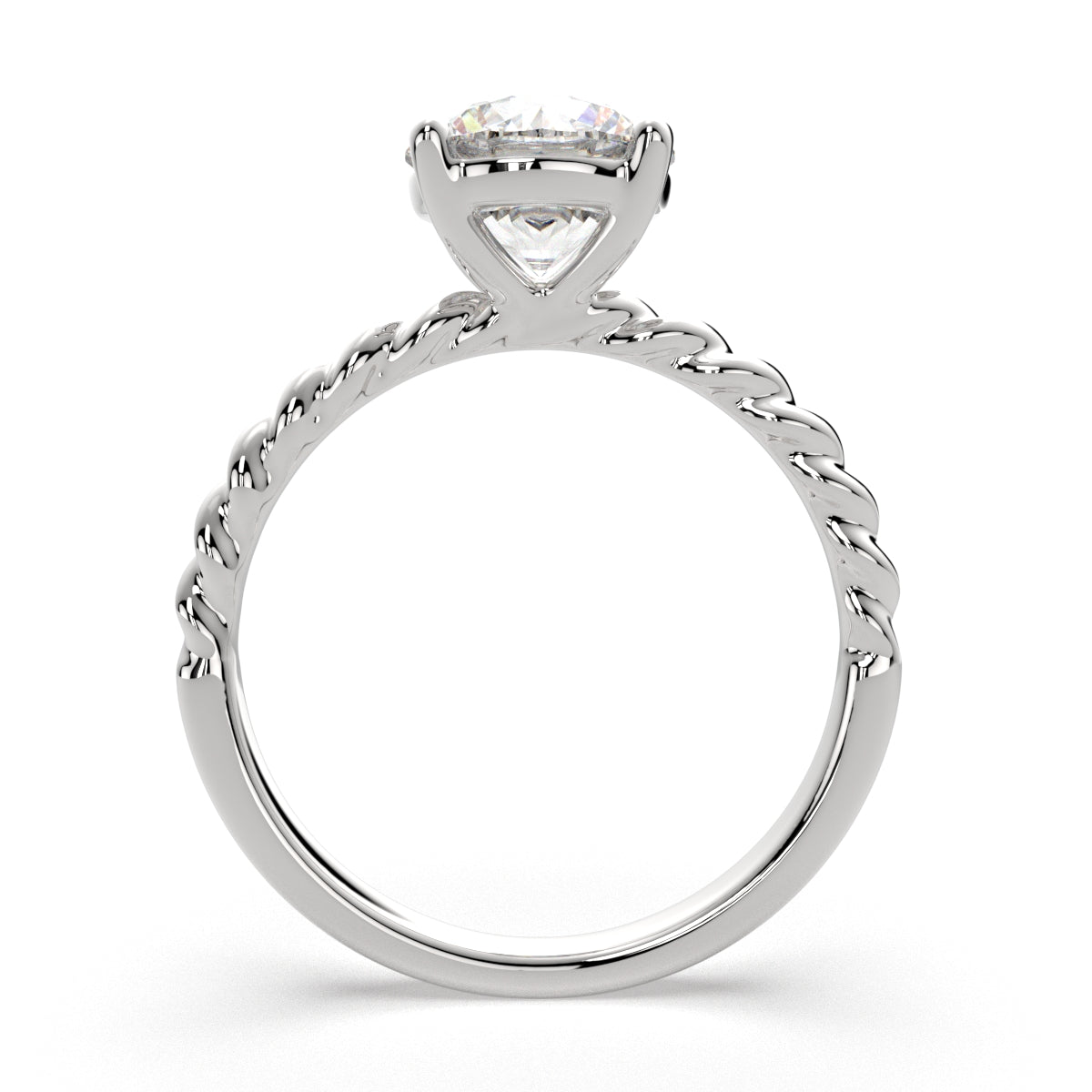 4 Carat VS1 D Lab Grown Diamond Solitaire Round Ring