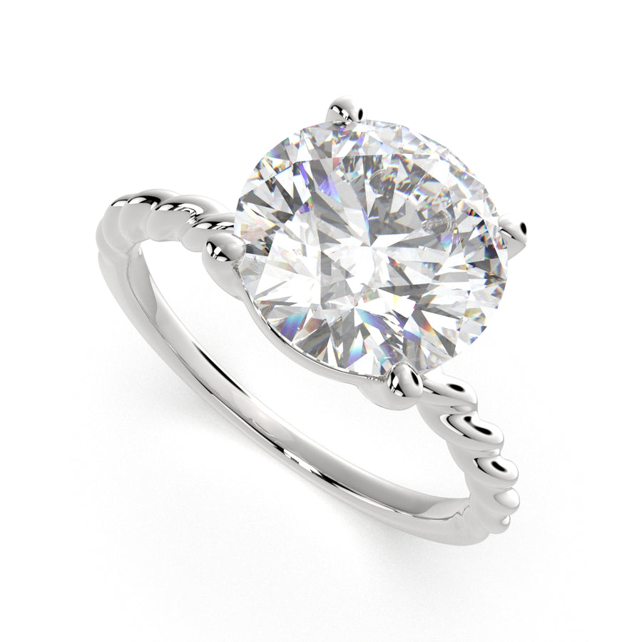 Renata 4 Carat Round Cut Solitaire Rope Engagement Ring