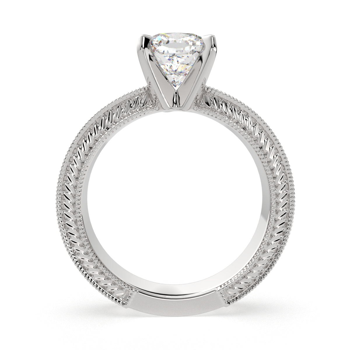 4 Carat VS1 D Lab Grown Diamond Solitaire Cushion Ring