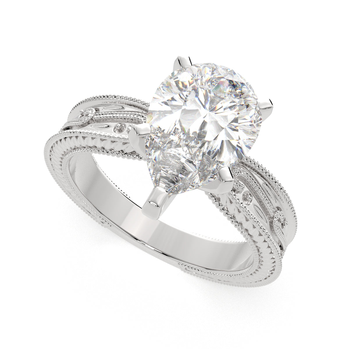 1 Carat VS1 D Lab Grown Diamond Solitaire Pear Ring