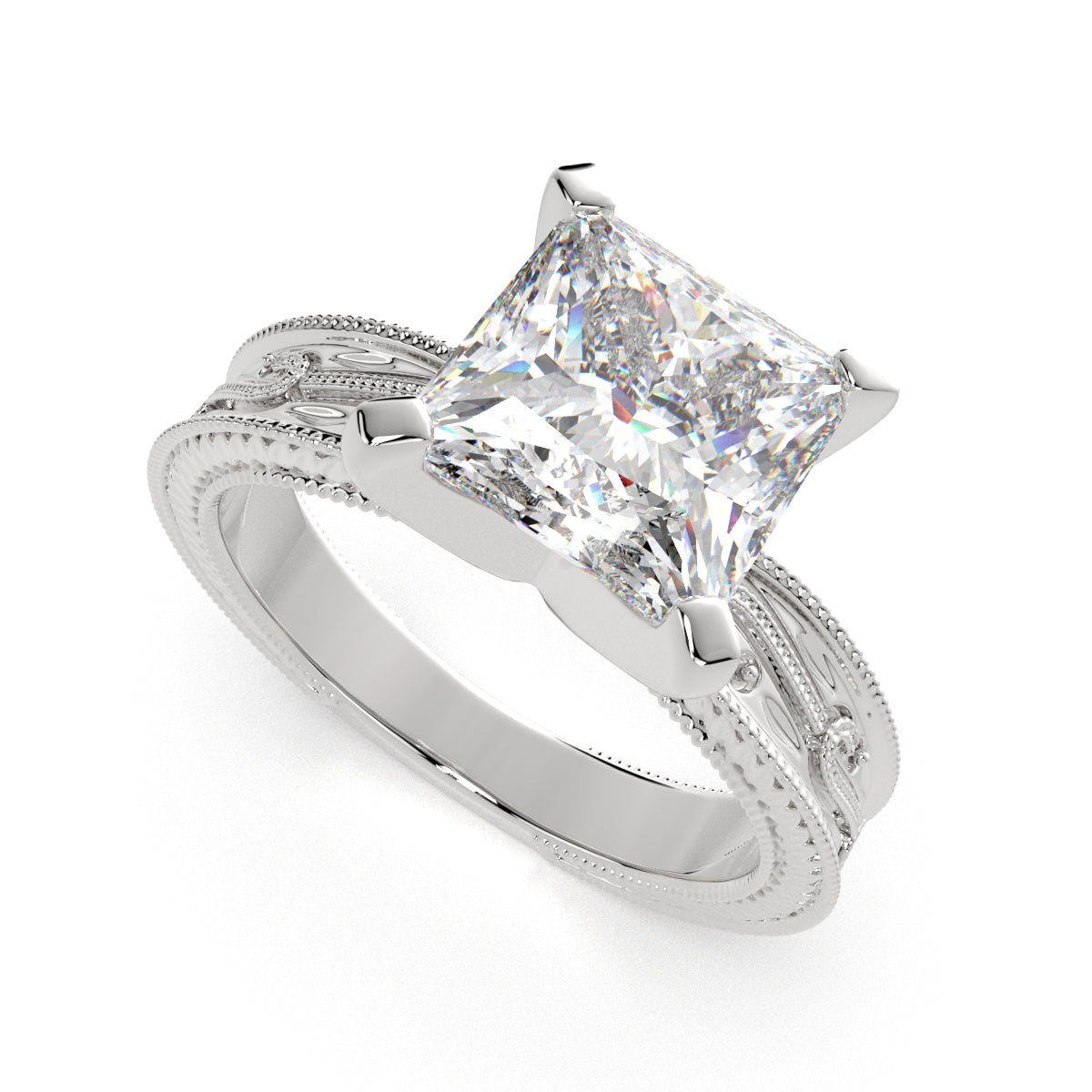 1 Carat VS1 D Lab Grown Diamond Solitaire Princess Ring