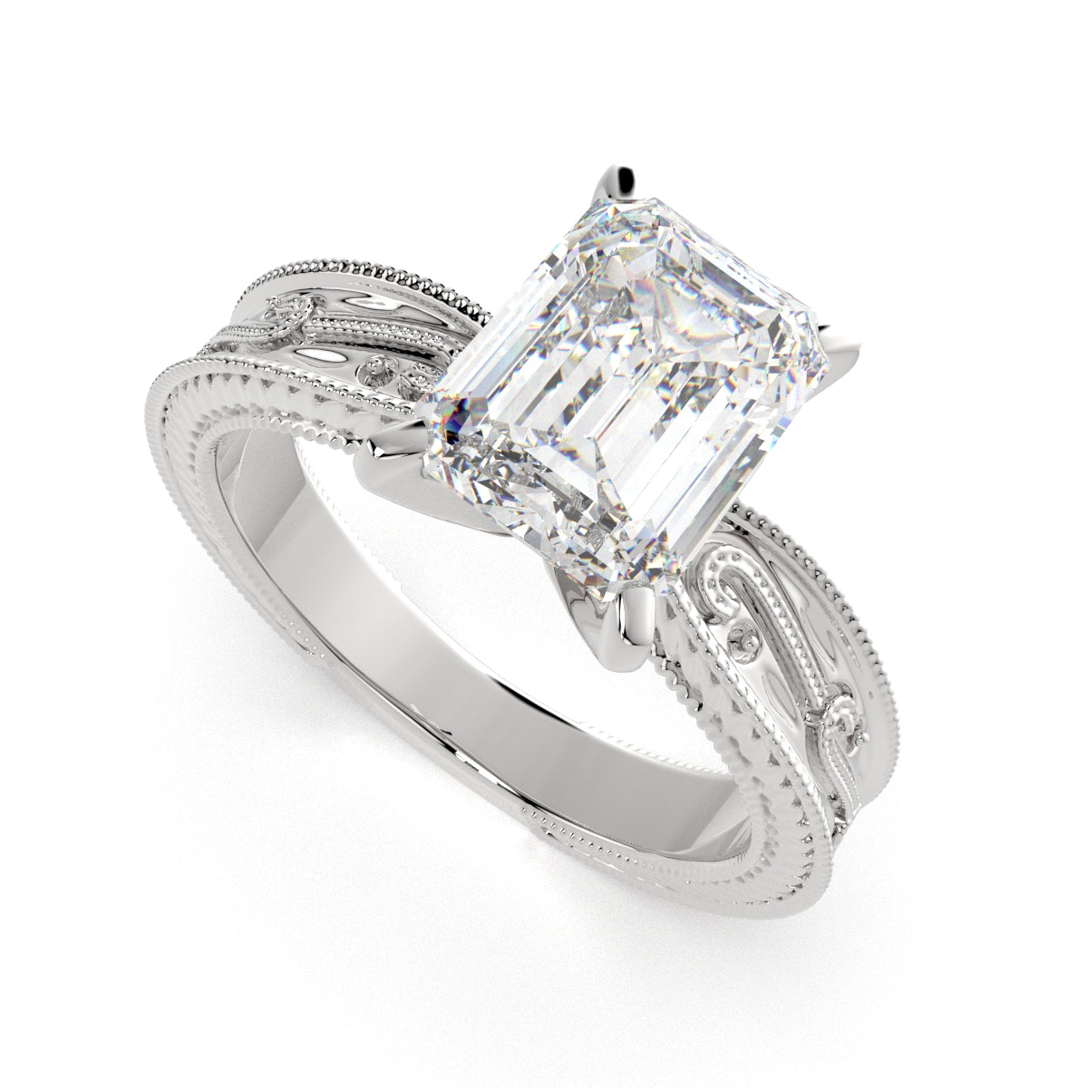 4 Carat VS1 D Lab Grown Diamond Solitaire Radiant Ring