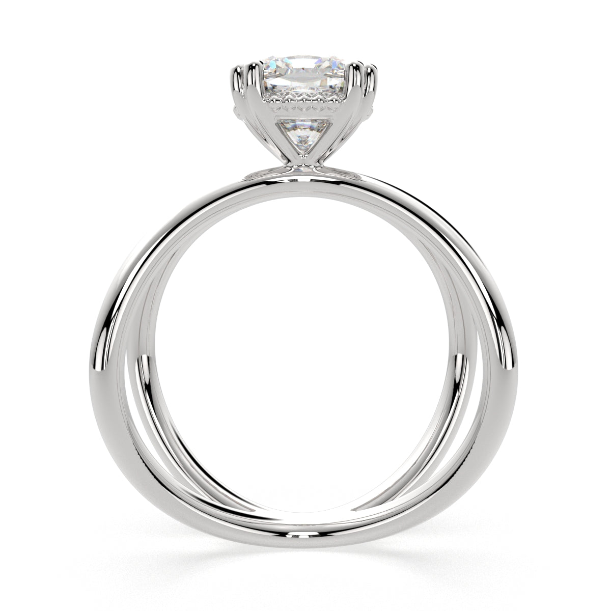 2 Carat VS1 D Lab Grown Diamond Solitaire Split Shank Cushion Ring