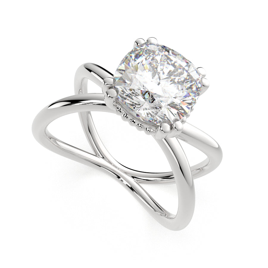 Tatiana 3 Carat Cushion Cut Solitaire Split Shank Engagement Ring