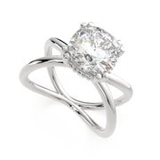 1 Carat VS1 D Lab Grown Diamond Solitaire Split Shank Cushion Ring