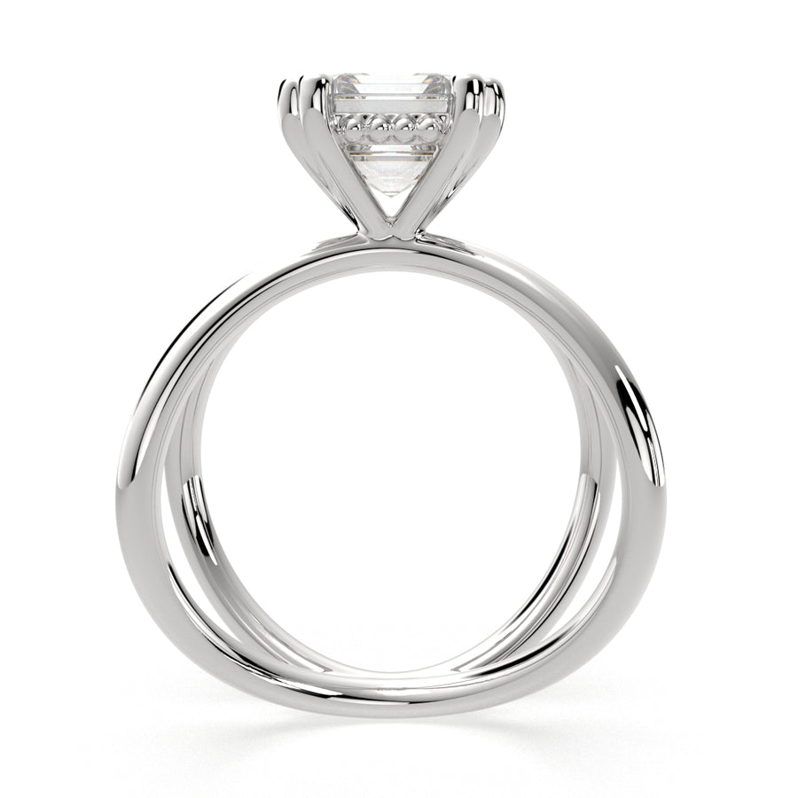 Tatiana 2 Carat Emerald Cut Solitaire Split Shank Engagement Ring