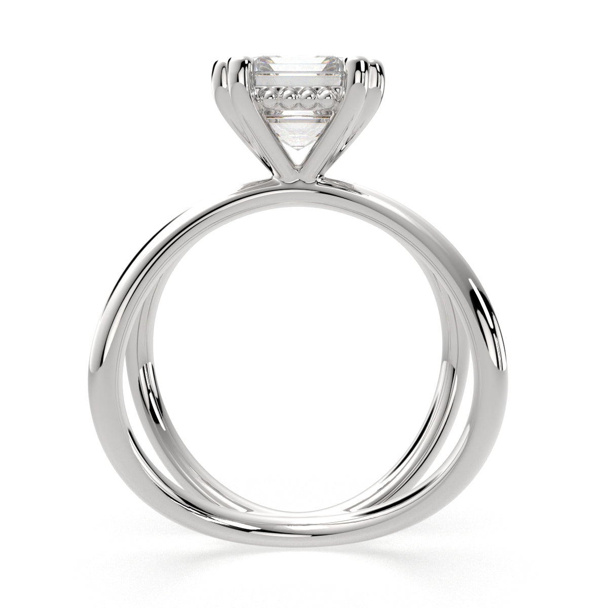 1 Carat VS1 D Lab Grown Diamond Solitaire Split Shank Emerald Ring