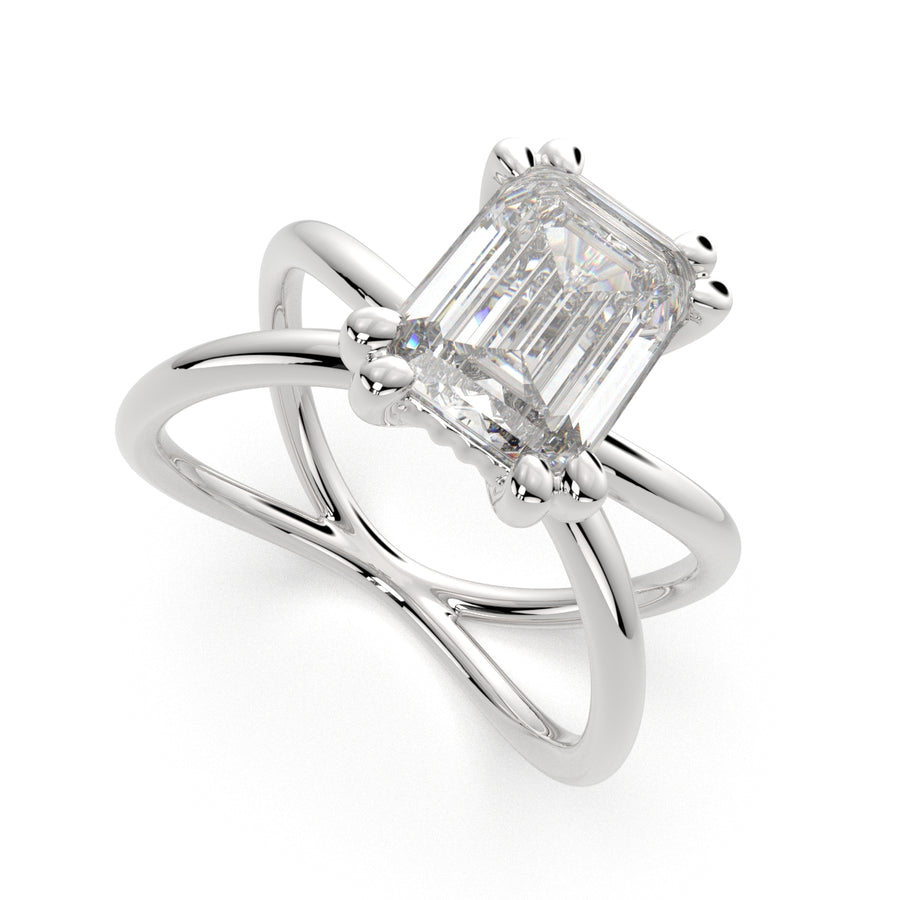 Tatiana 1 Carat Emerald Cut Solitaire Split Shank Engagement Ring