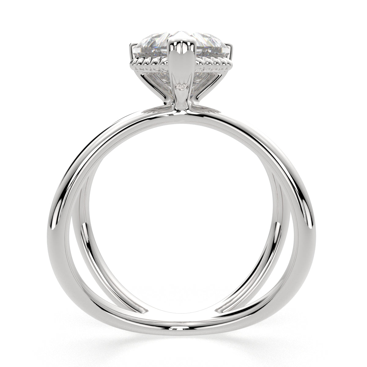 4 Carat VS1 D Lab Grown Diamond Solitaire Split Shank Heart Ring