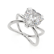 4 Carat VS1 D Lab Grown Diamond Solitaire Split Shank Heart Ring