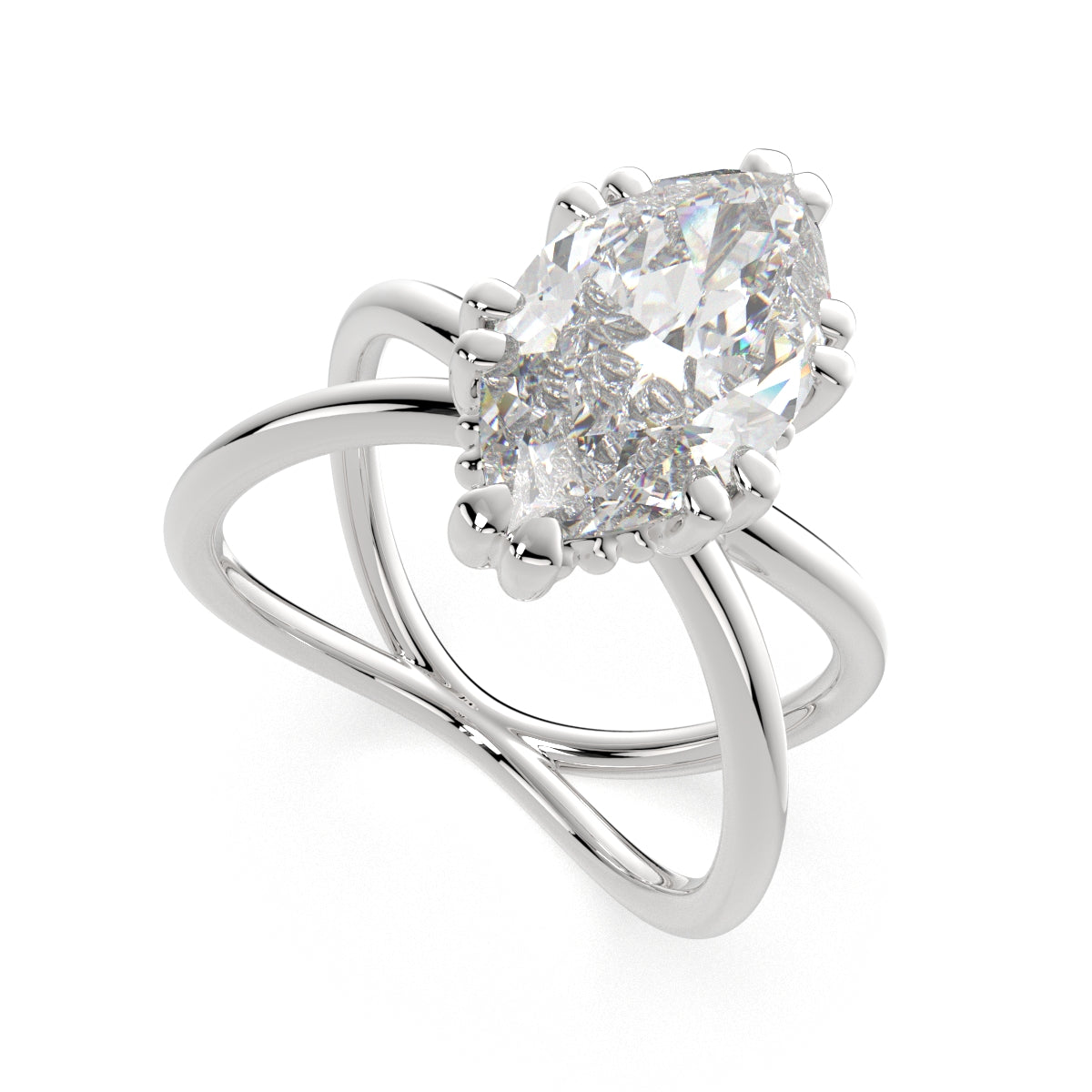 3 Carat VS1 D Lab Grown Diamond Solitaire Split Shank Marquise Ring
