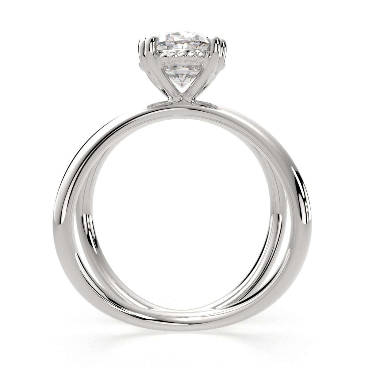 3 Carat VS1 D Lab Grown Diamond Solitaire Split Shank Oval Ring