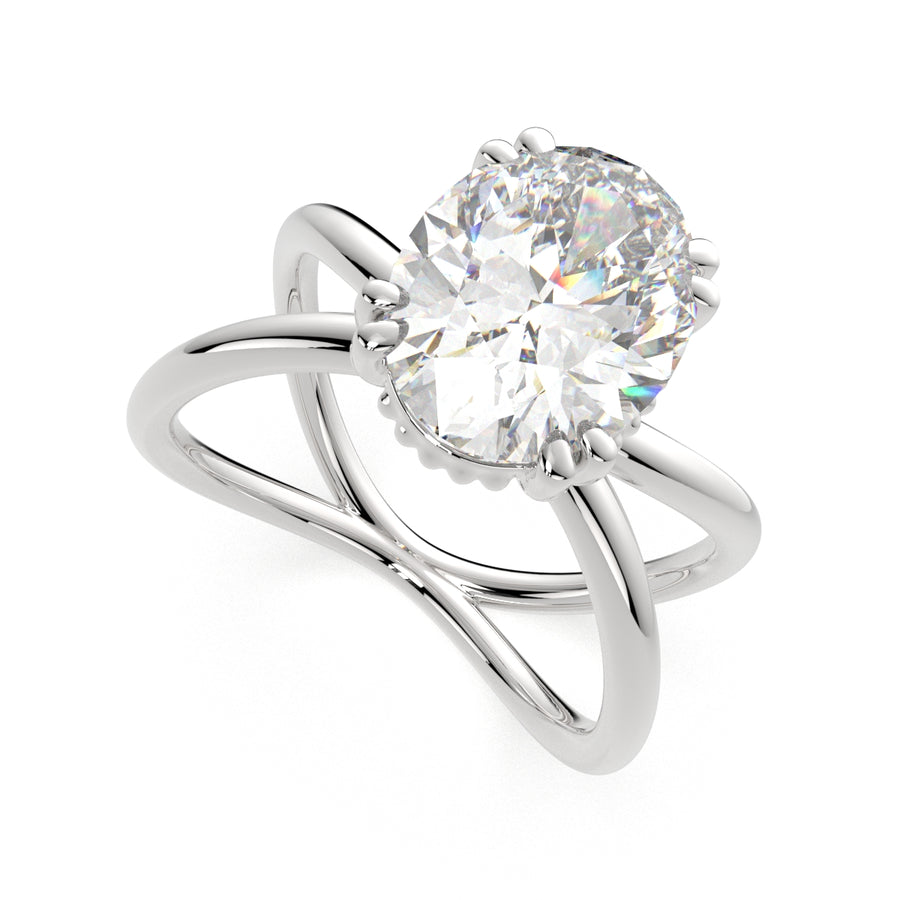 Tatiana 3 Carat Oval Cut Solitaire Split Shank Engagement Ring