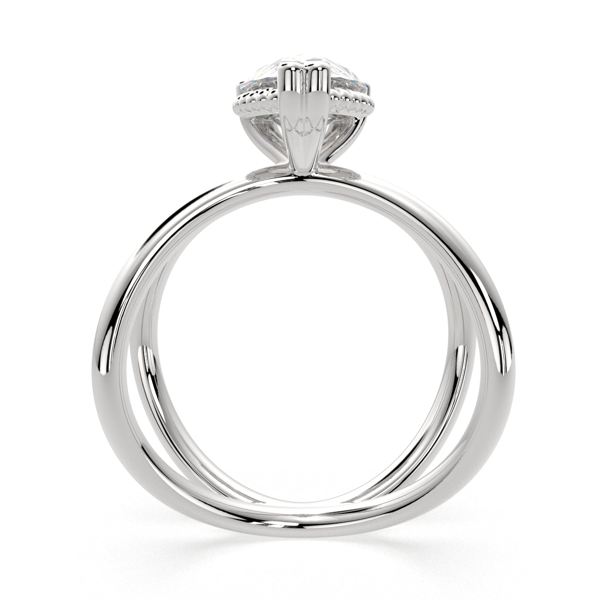 2 Carat VS1 D Lab Grown Diamond Solitaire Split Shank Pear Ring