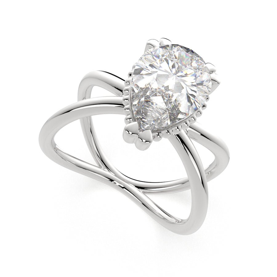 Tatiana 4 Carat Pear Cut Solitaire Split Shank Engagement Ring