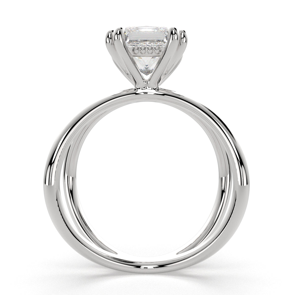 2 Carat VS1 D Lab Grown Diamond Solitaire Split Shank Princess Ring