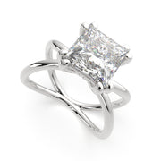 3 Carat VS1 D Lab Grown Diamond Solitaire Split Shank Princess Ring