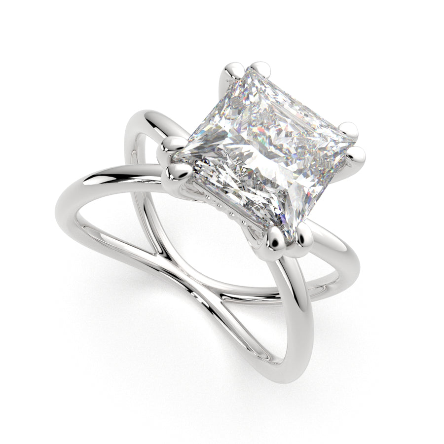 Tatiana 4 Carat Princess Cut Solitaire Split Shank Engagement Ring