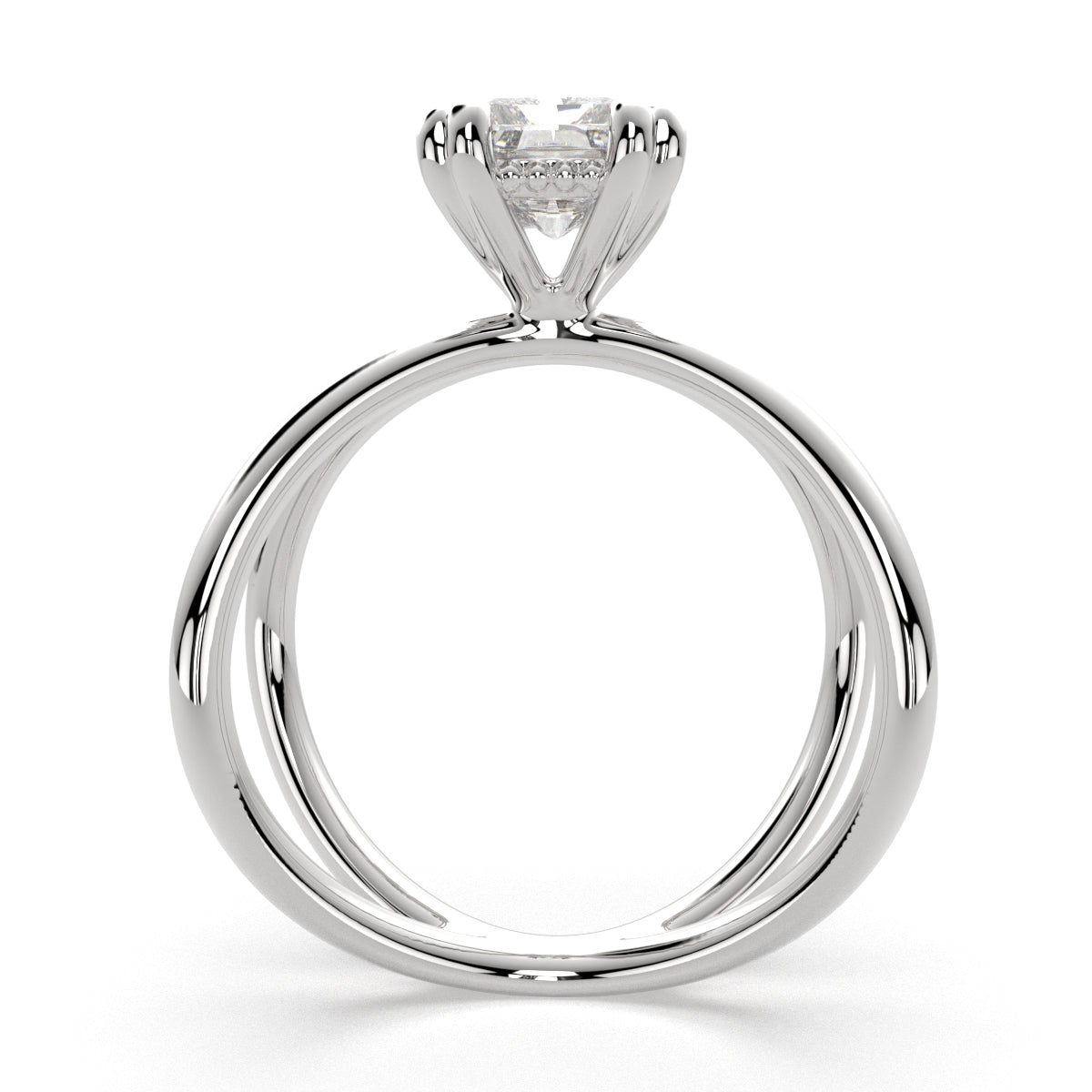 3 Carat VS1 D Lab Grown Diamond Solitaire Split Shank Radiant Ring