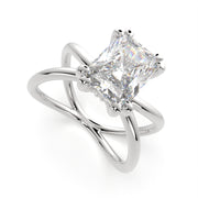 3 Carat VS1 D Lab Grown Diamond Solitaire Split Shank Radiant Ring