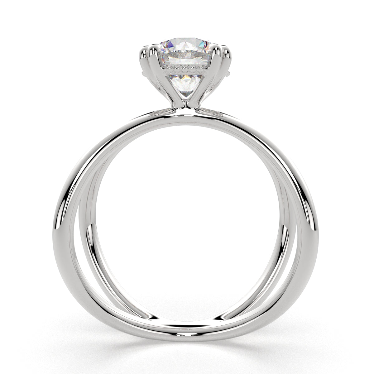 3 Carat VS1 D Lab Grown Diamond Solitaire Split Shank Round Ring