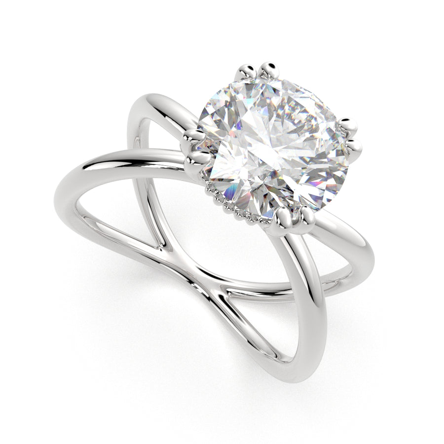 Tatiana 2 Carat Round Cut Solitaire Split Shank Engagement Ring