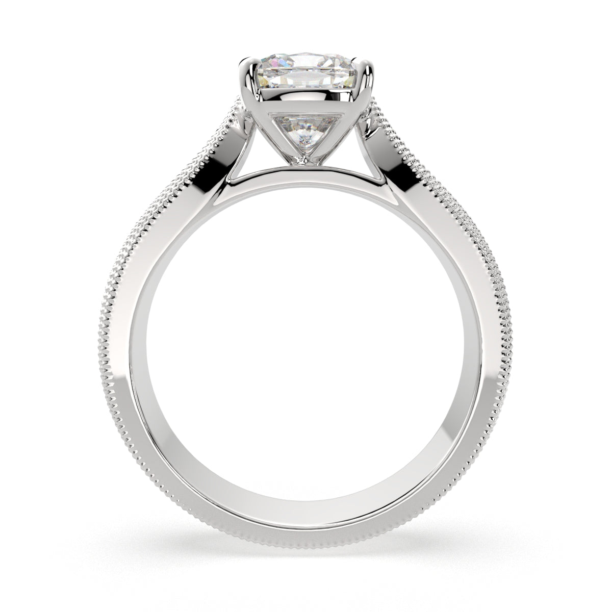 1 Carat VS1 D Lab Grown Diamond Solitaire Cushion Ring