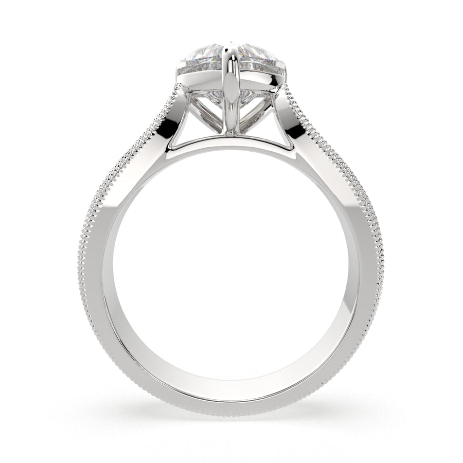 Valentina 1 Carat Heart Cut Solitaire Tapered Milgrain Engagement Ring