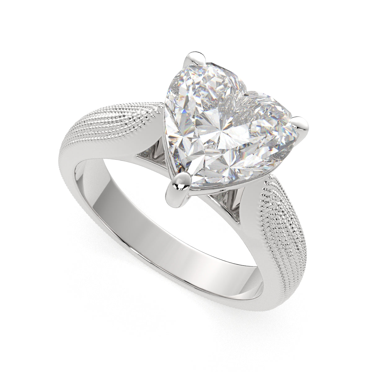 2 Carat VS1 D Lab Grown Diamond Solitaire Heart Ring