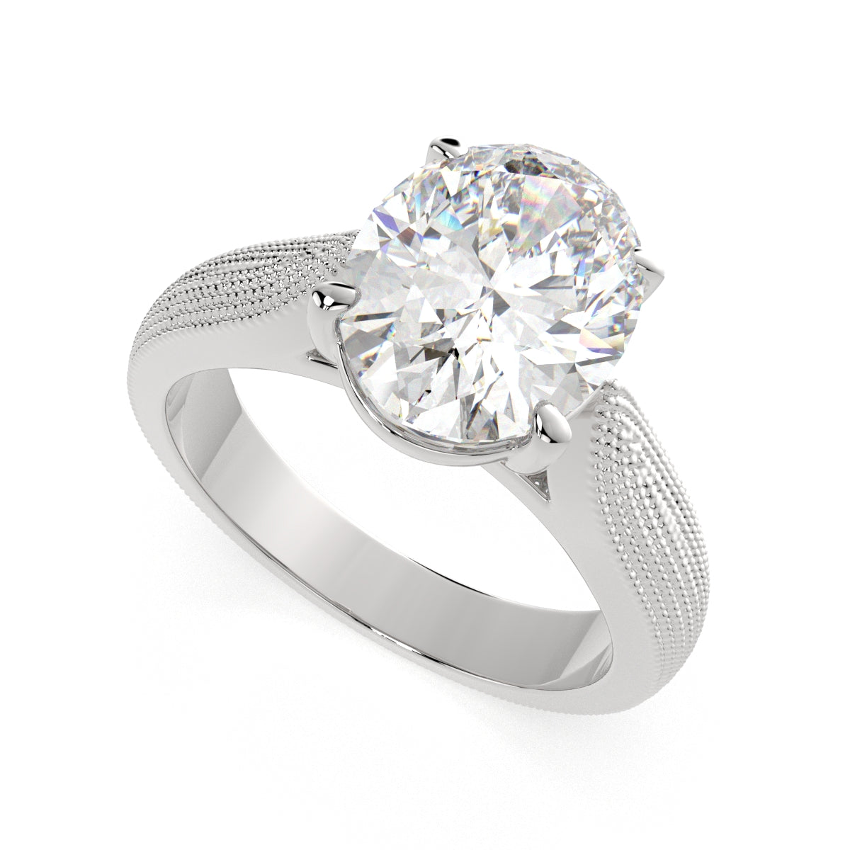 4 Carat VS1 D Lab Grown Diamond Solitaire Oval Ring